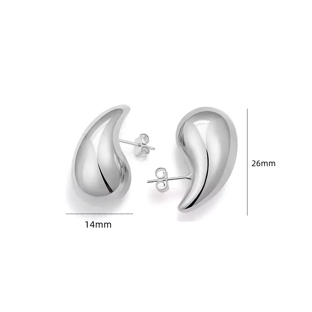 Aros plata estilo gota chunky 26 mm medidas Aros plata estilo gota chunky 26 mm medidas