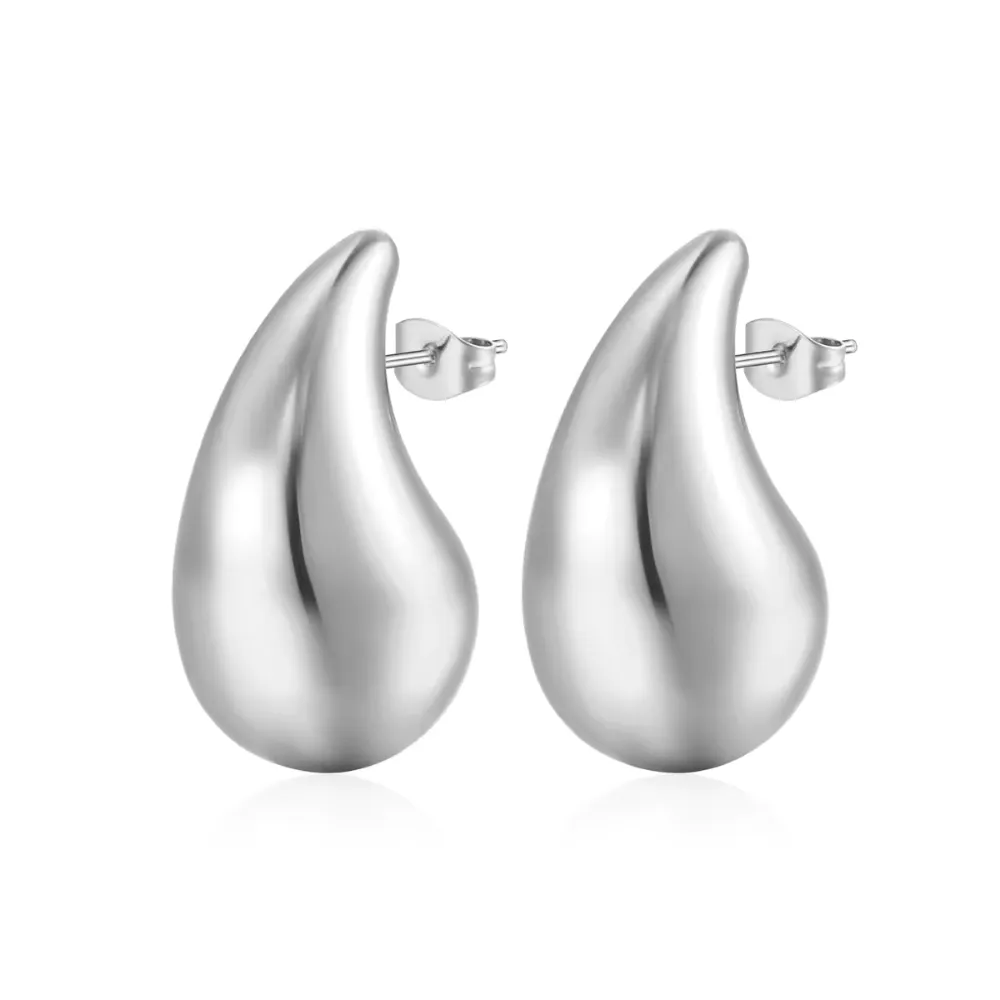 Aros plata estilo gota chunky 26 mm derecha Aros plata estilo gota chunky 26 mm derecha