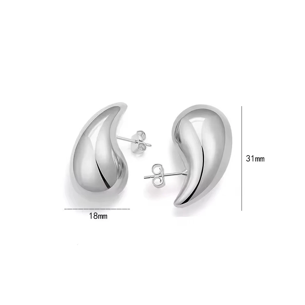 Aros plata estilo gota chunky 31 mm medidas Aros plata estilo gota chunky 31 mm medidas