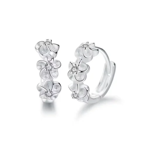 Aros Flor Camelia con Circonita 8 mm — Silverglam Aros Flor Camelia con Circonita 8 mm — Silverglam