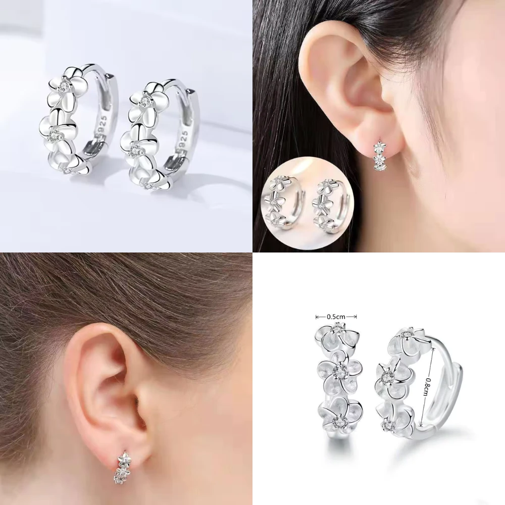 Aros plata flor camelia con circonita caracteristicas Aros plata flor camelia con circonita caracteristicas