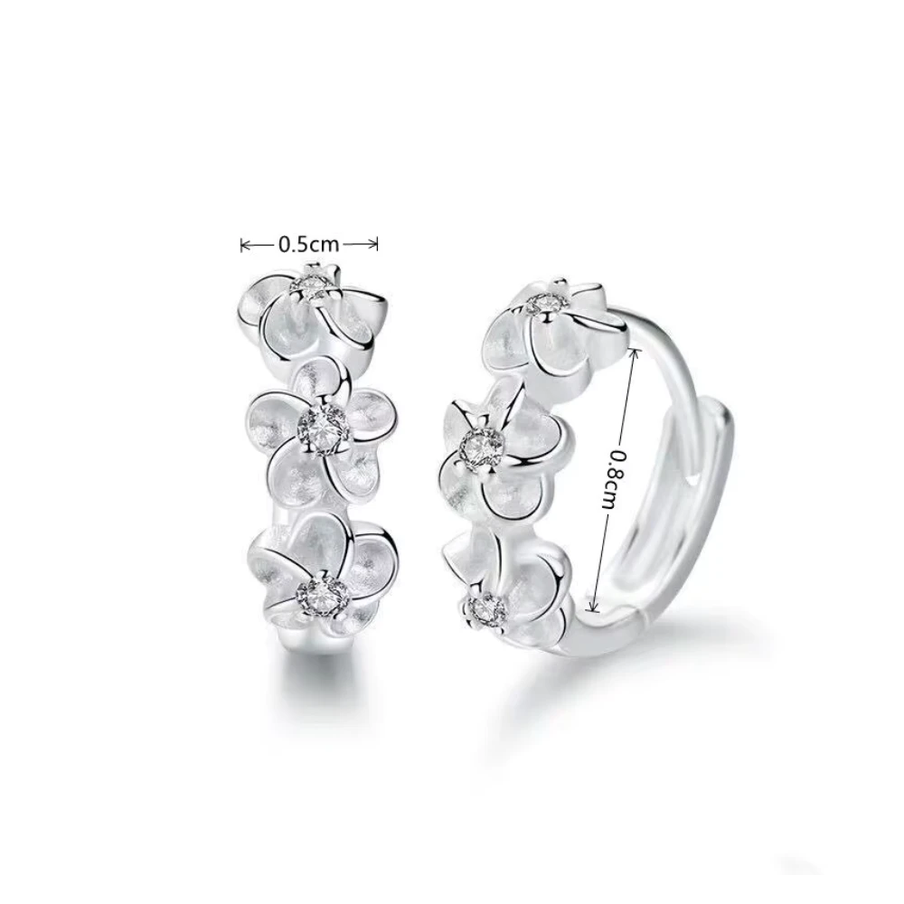 Aros plata flor camelia con circonita medidas Aros plata flor camelia con circonita medidas