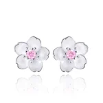 Aros plata flor circon rosa 8 mm Aros plata flor circón rosa 8 mm — silverglam