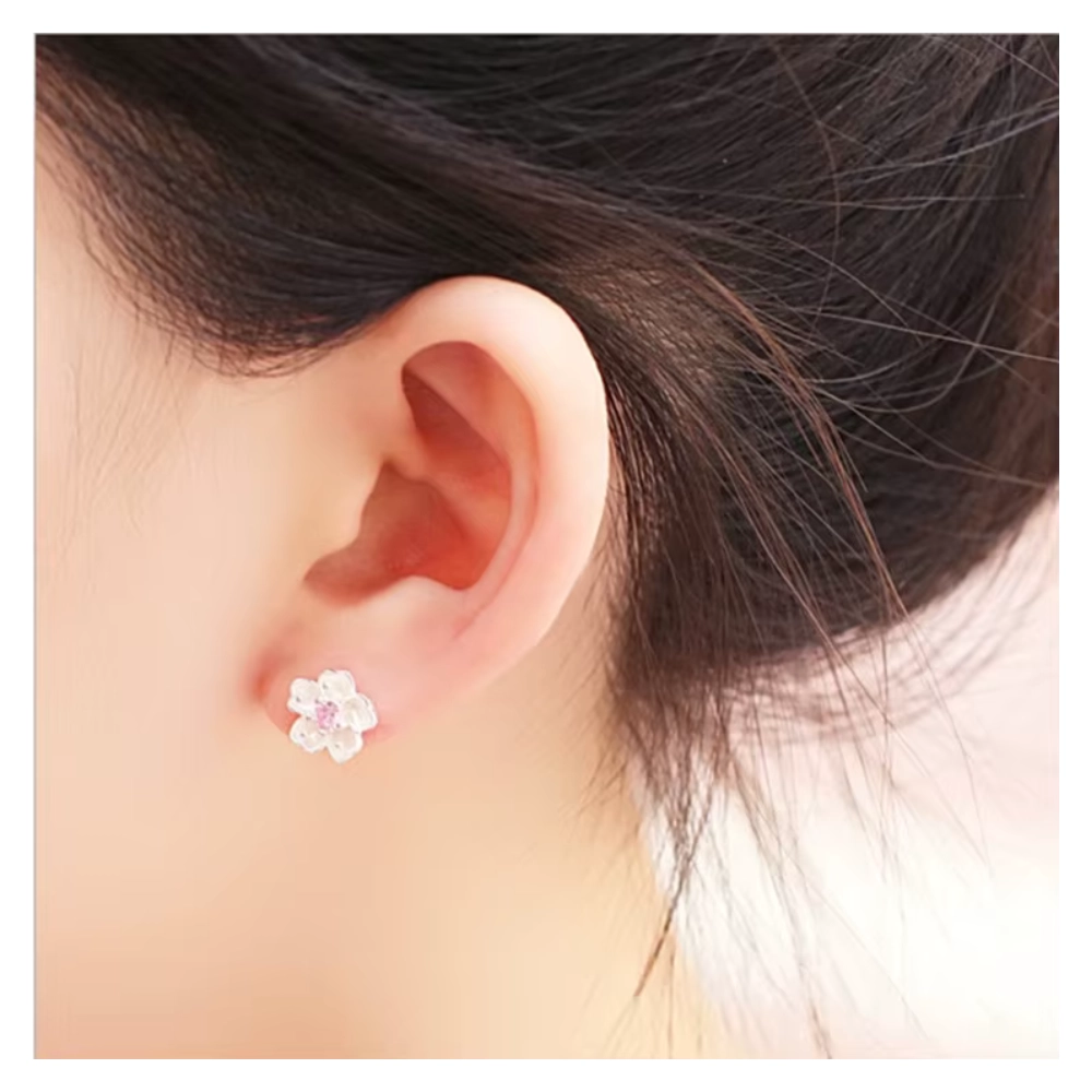 Aros plata flor circon rosa 8 mm modelo Aros plata flor circon rosa 8 mm modelo