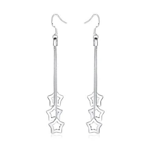 Aros pendientes colgantes tres estrellas plata — silverglam Aros pendientes colgantes tres estrellas plata — silverglam