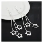 Aros plata pendientes colgantes estrellas plato Aros plata pendientes colgantes estrellas plato