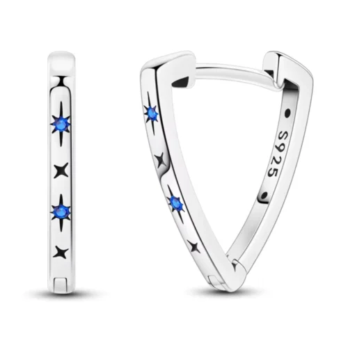 Aros Triangular Estrellas con Circones Plata — Silverglam Aros Triangular Estrellas con Circones Plata — Silverglam