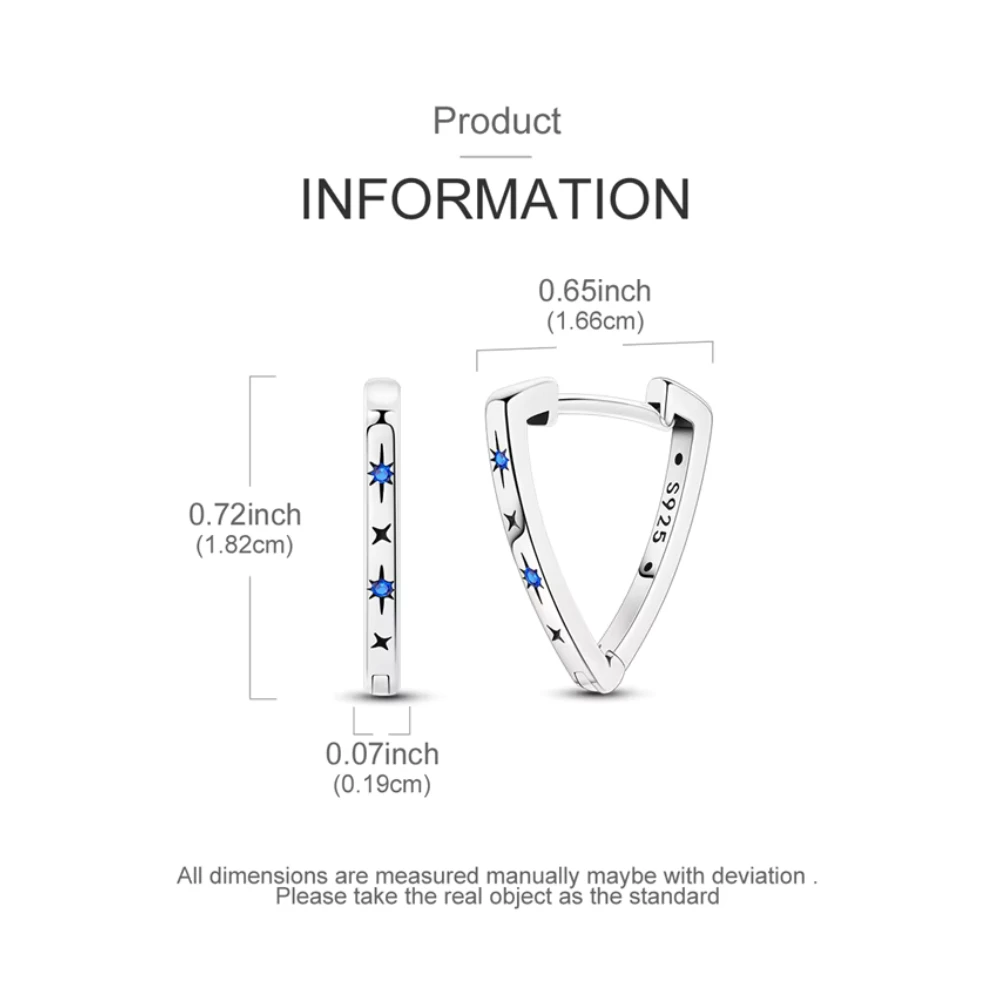 Aros plata triangular estrellas circon informacion Aros plata triangular estrellas circon informacion