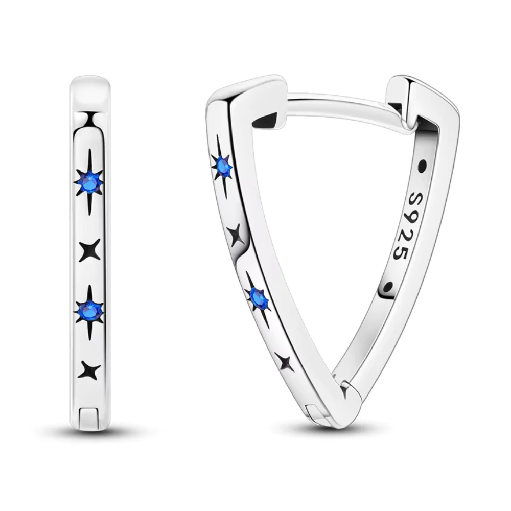 Aros triangular estrellas con circones plata — silverglam Aros triangular estrellas con circones plata — silverglam
