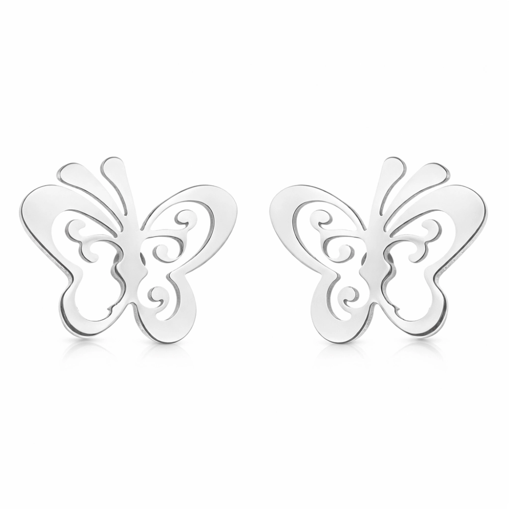 Aros diseño mariposa satinada — silverglam Aros diseño mariposa satinada — silverglam