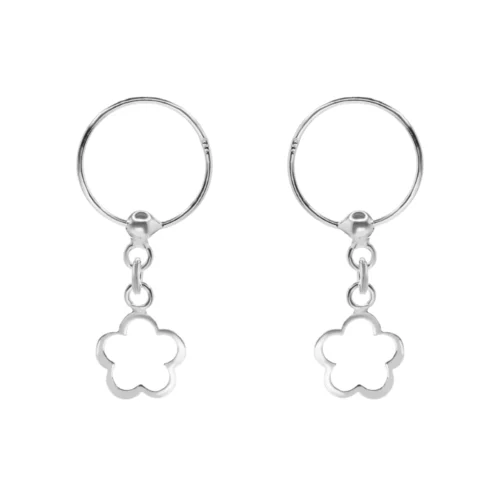 Aros Argolla Flor Relieve Plata 925 — Silverglam Aros Argolla Flor Relieve Plata 925 — Silverglam