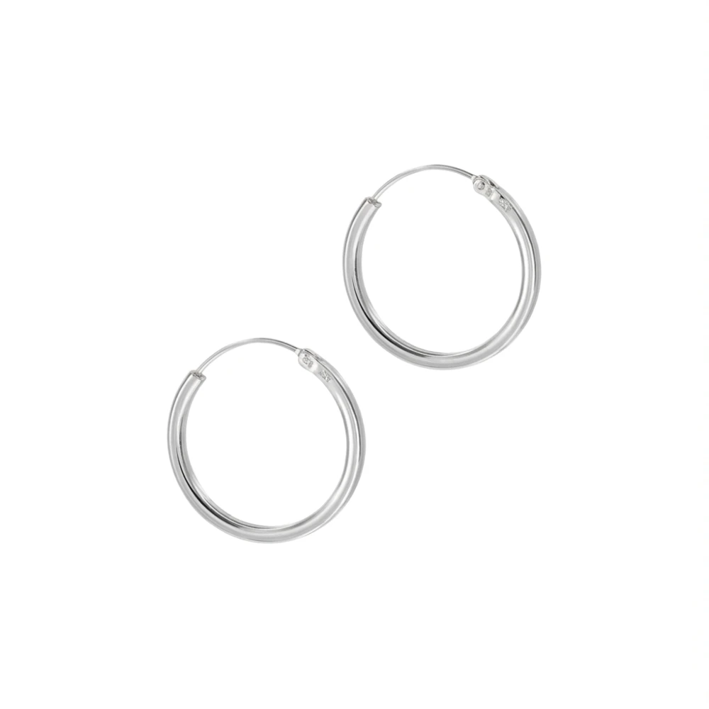 Aros de plata 925 argollas lisas con borde cuadrado derecha Aros de plata 925 argollas lisas con borde cuadrado derecha