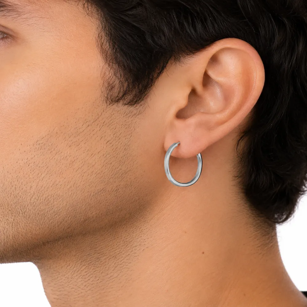 Aros de plata 925 argollas lisas con borde cuadrado hombre Aros de plata 925 argollas lisas con borde cuadrado hombre