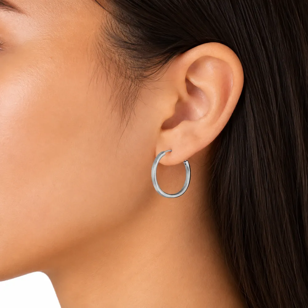 Aros de plata 925 argollas lisas con borde cuadrado mujer Aros de plata 925 argollas lisas con borde cuadrado mujer