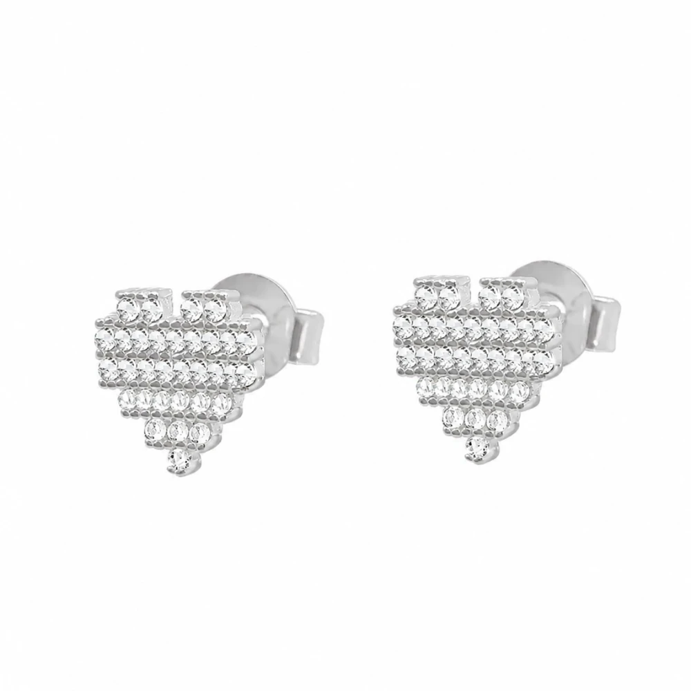 Aros de plata 925 circones en corazón derecha Aros de plata 925 circones en corazón derecha