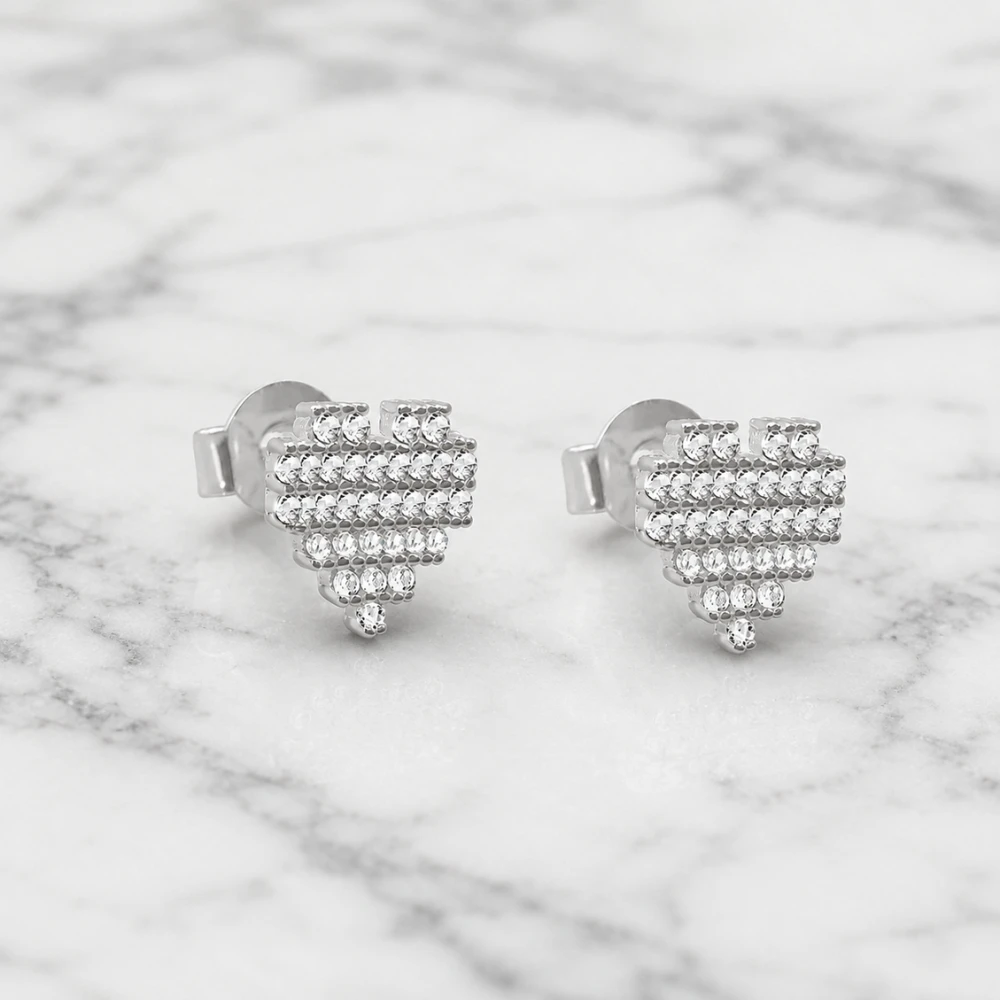 Aros de plata 925 circones en corazón marmol Aros de plata 925 circones en corazón marmol