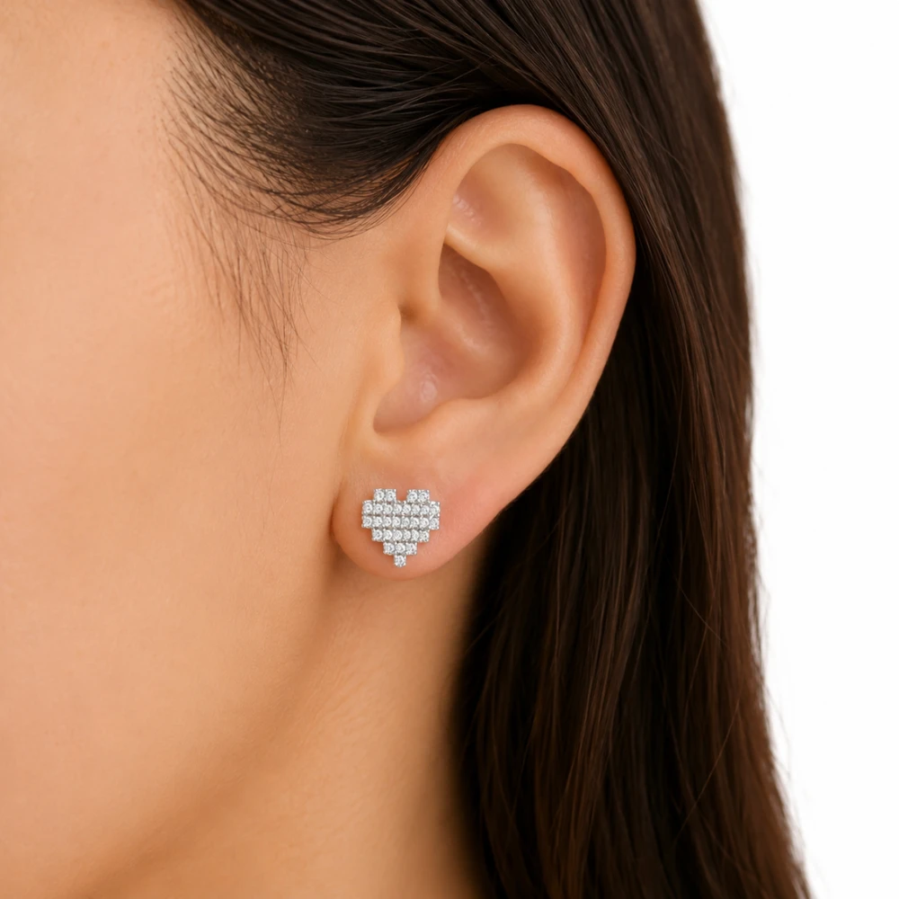 Aros de plata 925 circones en corazón modelo Aros de plata 925 circones en corazón modelo