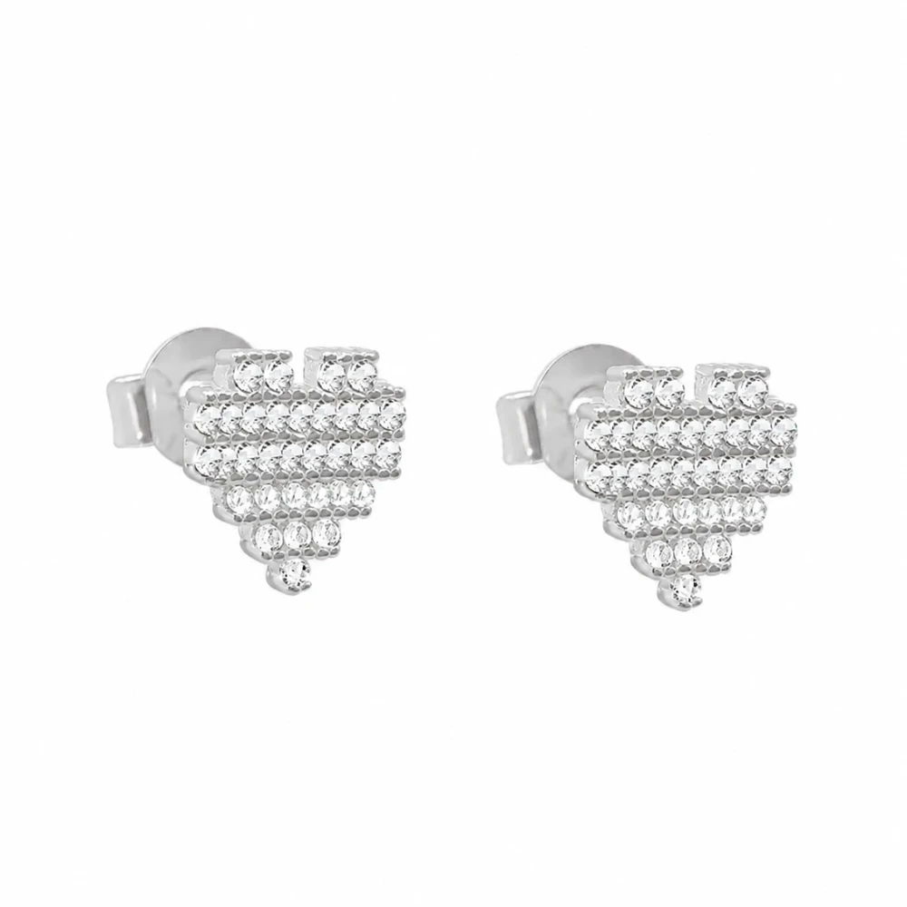 Aros corazón con circones plata 925 — silverglam Aros corazón con circones plata 925 — silverglam