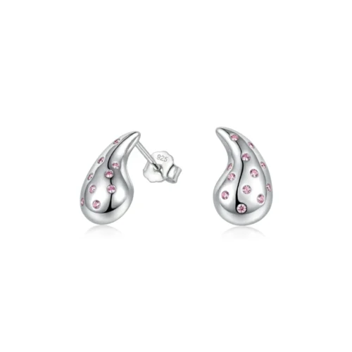 Aros Gota Plata 925 Circones Rosa Francia — Silverglam Aros Gota Plata 925 Circones Rosa Francia — Silverglam