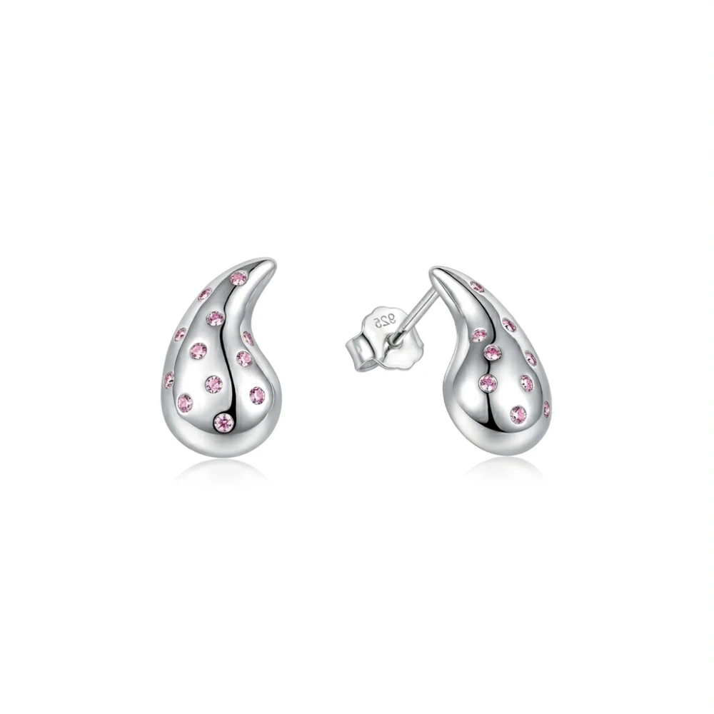 Aros de plata 925 estilo gota circones rosa francia derecha Aros de plata 925 estilo gota circones rosa francia derecha