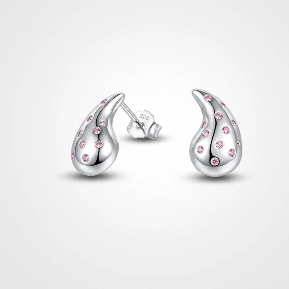 Aros de plata 925 estilo gota circones rosa francia fondo Aros de plata 925 estilo gota circones rosa francia fondo