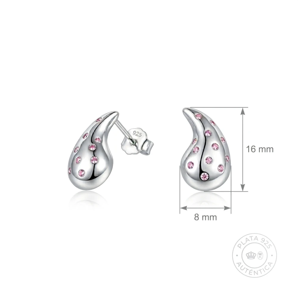 Aros de plata 925 estilo gota circones rosa francia medidas Aros de plata 925 estilo gota circones rosa francia medidas