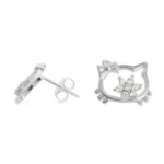 Aros de plata 925 figura decorativa con circones derecha Aros de plata 925 figura decorativa con circones derecha