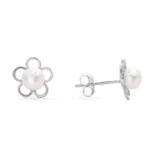 Aros flor pequeña con perla plata 925 — silverglam Aros flor pequeña con perla plata 925 — silverglam