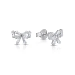 Aros de plata 925 lazo con circones baguette derecha Aros de plata 925 lazo con circones baguette derecha