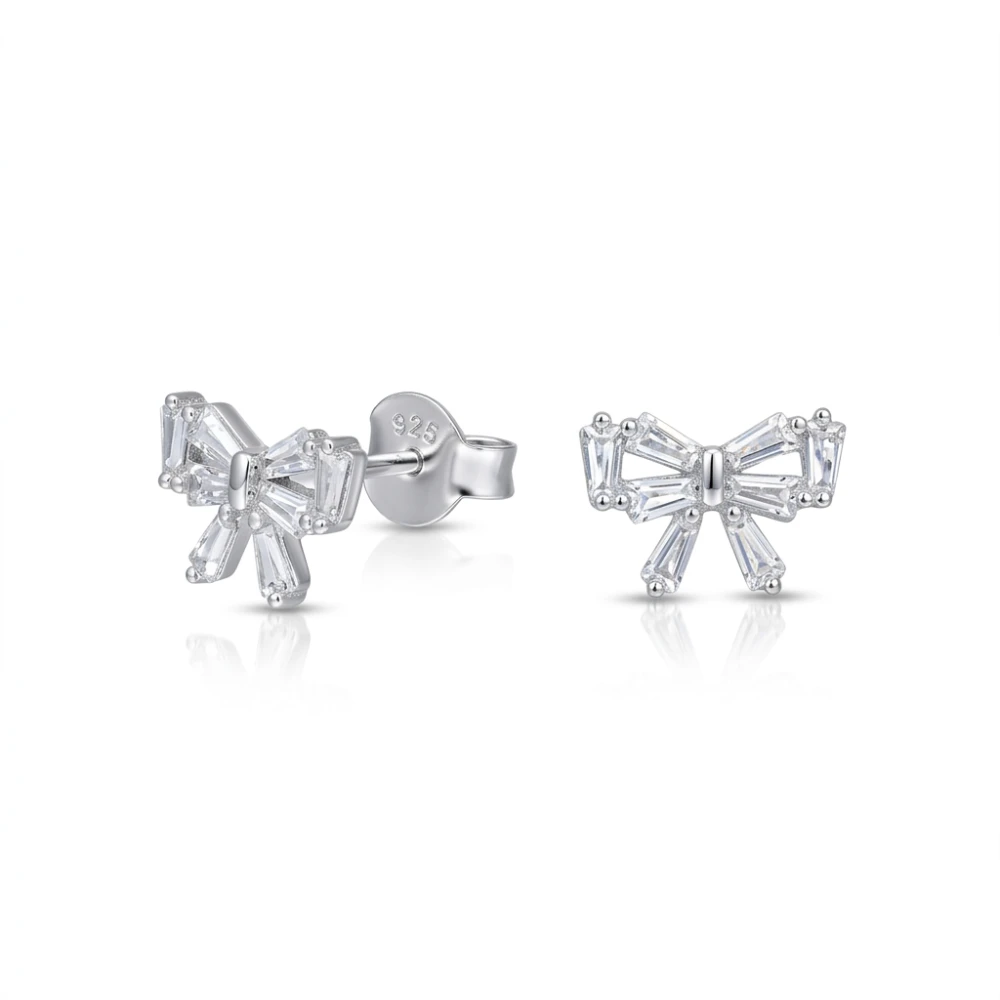 Aros plata 925 lazo circones baguette — silverglam Aros plata 925 lazo circones baguette — silverglam