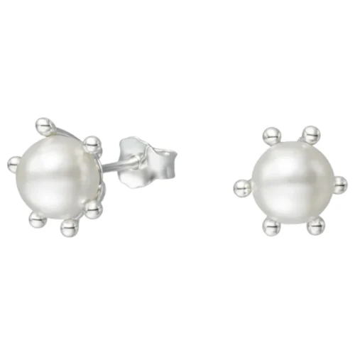 Aros de Plata 925 Pistilo con Perla 10 mm — Silverglam Aros de Plata 925 Pistilo con Perla 10 mm — Silverglam
