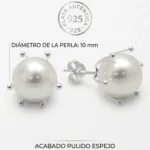 Aros de plata 925 pistilo con perla 10 mm caracteristicas Aros de plata 925 pistilo con perla 10 mm caracteristicas
