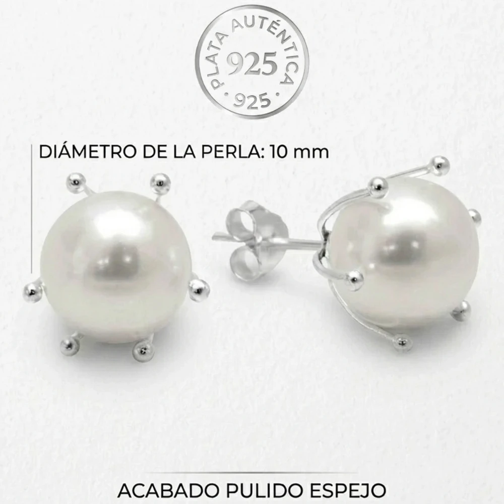 Aros de plata 925 pistilo con perla 10 mm caracteristicas Aros de plata 925 pistilo con perla 10 mm caracteristicas