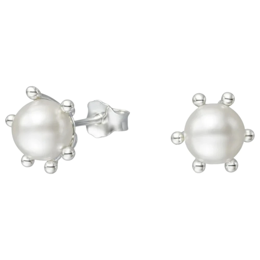 Aros de plata 925 pistilo con perla 10 mm derecha Aros de plata 925 pistilo con perla 10 mm derecha