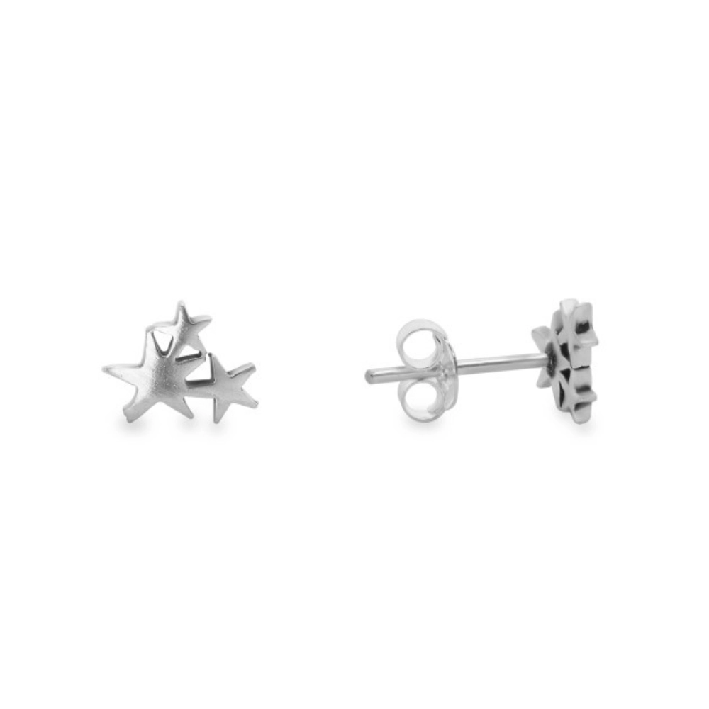 Aros tres estrellas lisas plata 925 — silverglam Aros tres estrellas lisas plata 925 — silverglam