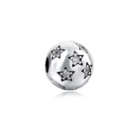 Charm acero con broche circular y estrellas derecha Charm broche circular con estrellas acero