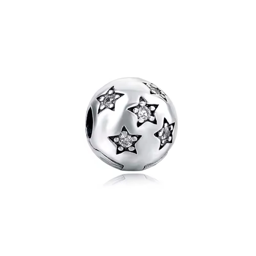 Charm acero con broche circular y estrellas derecha Charm broche circular con estrellas acero