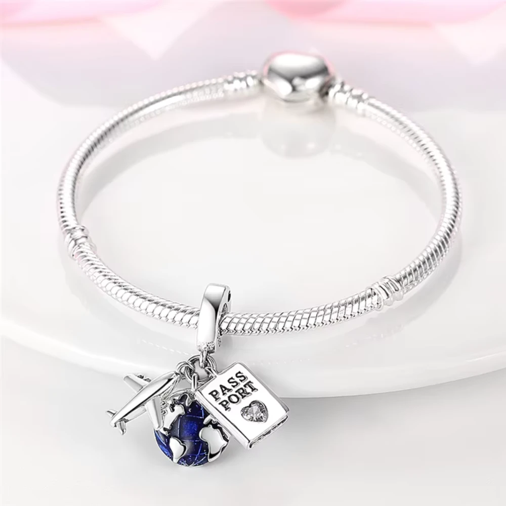 Charm colgante viaje por el mundo pasaporte pulsera Charm colgante viaje por el mundo pasaporte pulsera