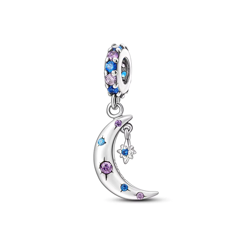 Charm dije luna circones multicolor plateado — silverglam Charm dije luna circones multicolor plateado — silverglam