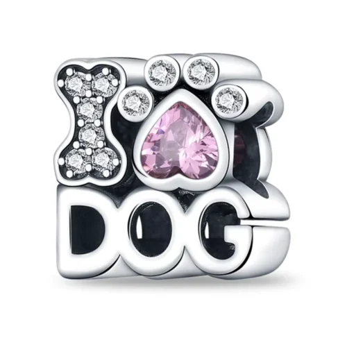 Dije I Am Dog con Circón Rosa Plateado — Silverglam Dije I Am Dog con Circón Rosa Plateado — Silverglam