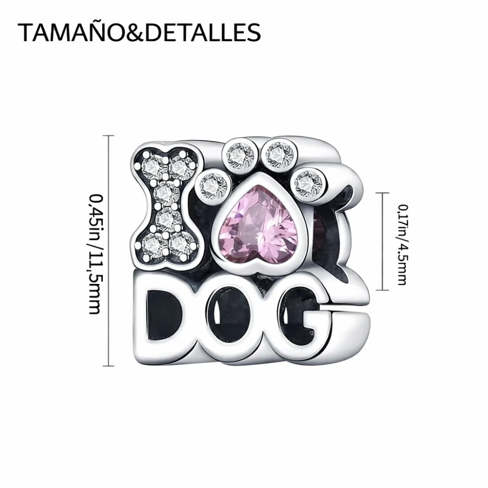 Charm plateado i am dog con circones detalles Charm plateado i am dog con circones detalles
