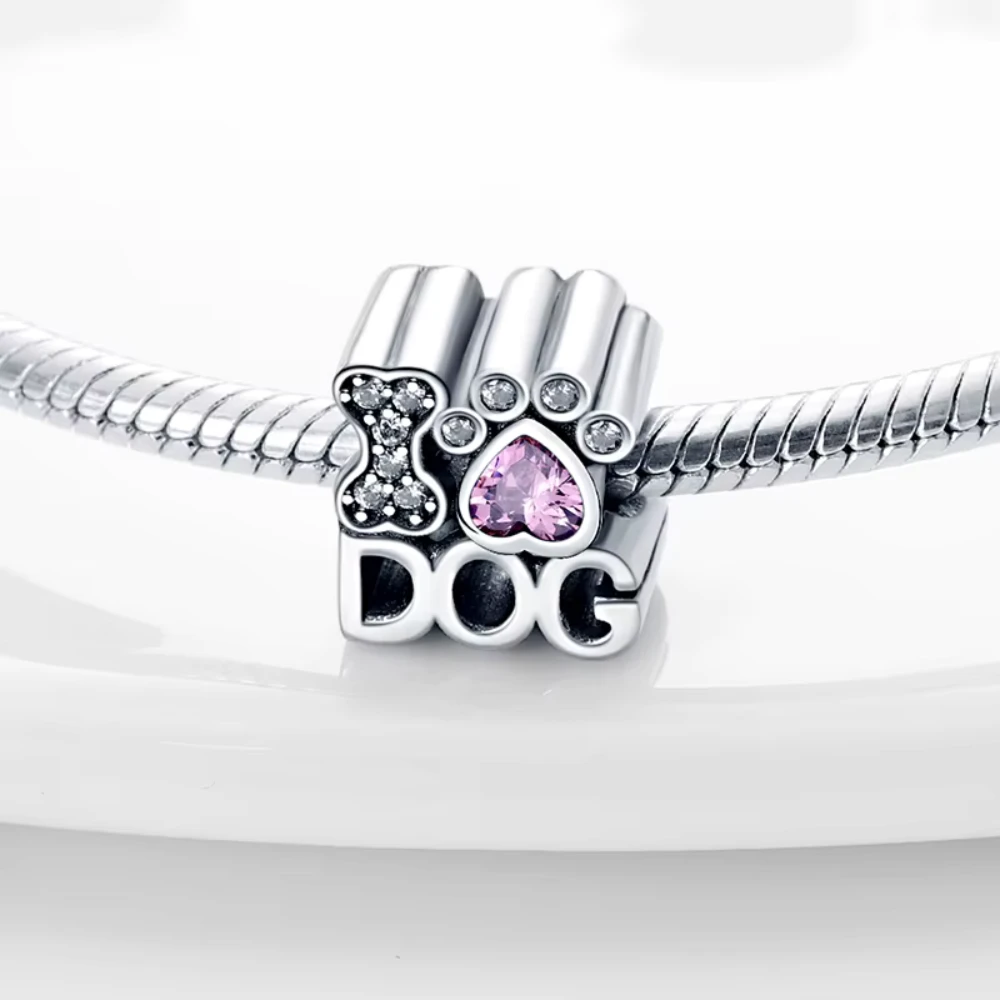 Charm plateado i am dog con circones pulsera Charm plateado i am dog con circones pulsera