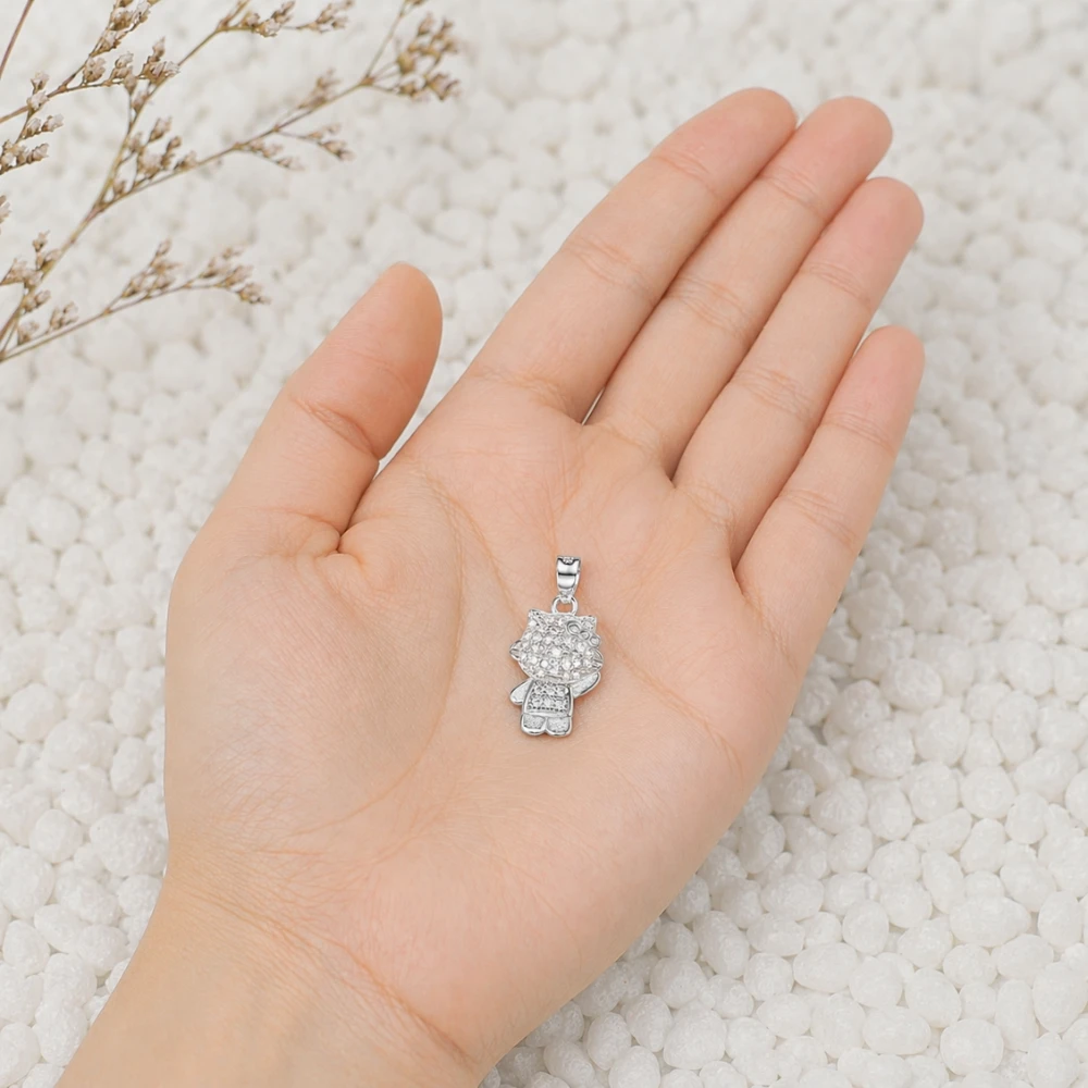 Colgante hello kitty plata 925 con circones mano Colgante hello kitty plata 925 con circones mano