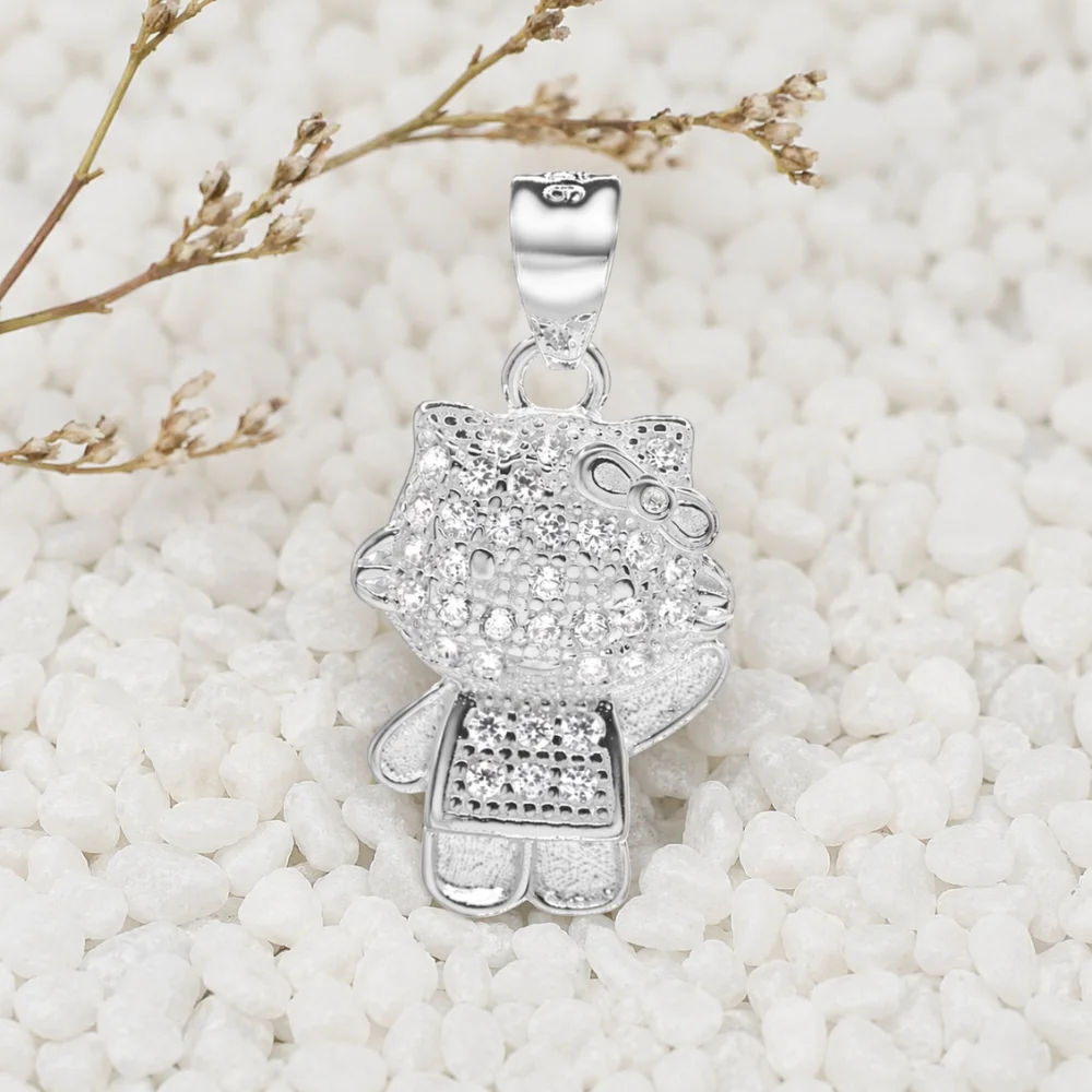 Colgante hello kitty plata 925 con circones piedras Colgante hello kitty plata 925 con circones piedras