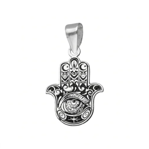 Colgante Mano de Fátima Negro Plata 925 — Silverglam Colgante Mano de Fátima Negro Plata 925 — Silverglam