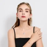 Collar colgante deslizante acero con circones tarjeta Collar colgante deslizante acero con circones tarjeta