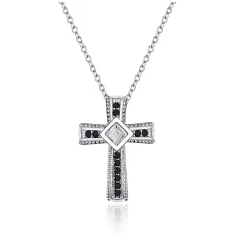 Collar Cruz con Circones Acero Inoxidable — Silverglam Collar Cruz con Circones Acero Inoxidable — Silverglam