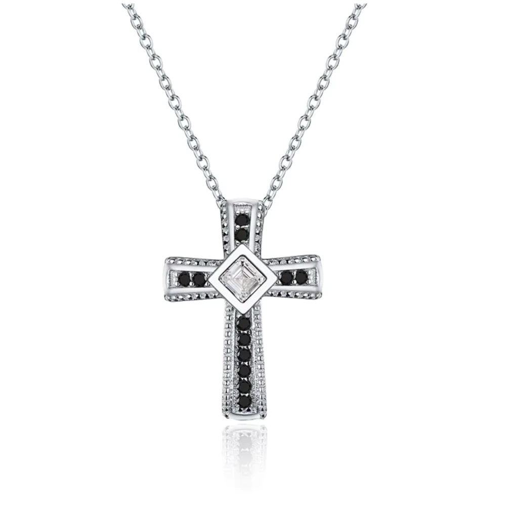 Collar cruz con circones acero inoxidable — silverglam Collar cruz con circones acero inoxidable — silverglam