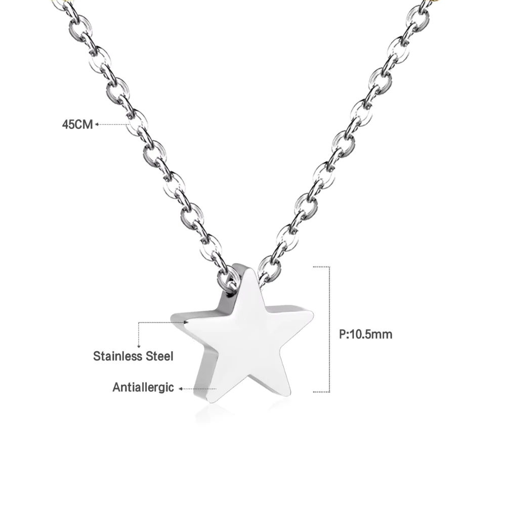 Collar estrella plateado de acero 45 cm caracteristicas Collar estrella plateado de acero 45 cm caracteristicas