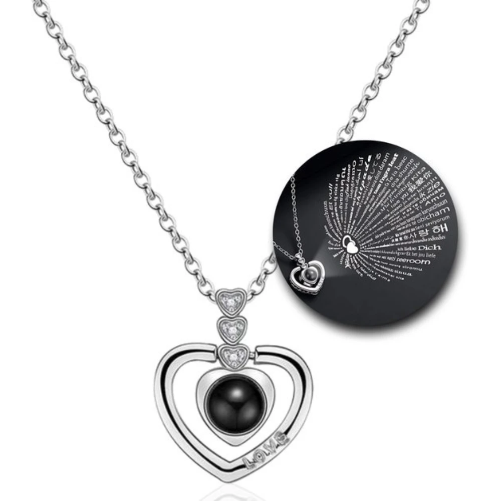 Collar corazón proyectable te amo 100 idiomas — silverglam Collar corazón proyectable te amo 100 idiomas — silverglam
